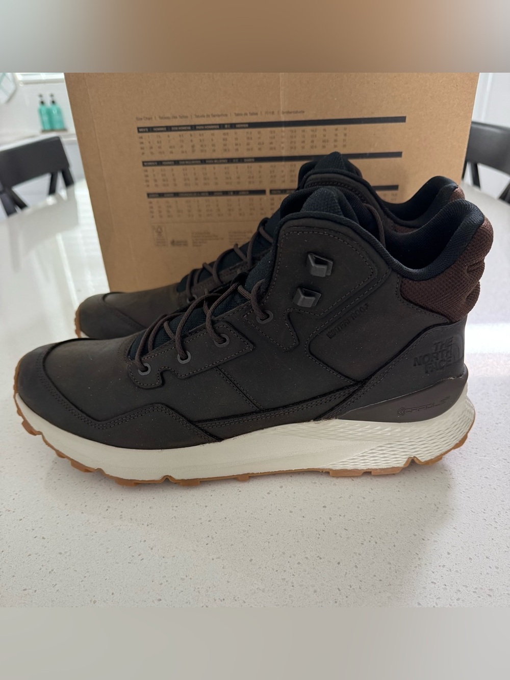 The North Face Vals II Mid Waterproof Leather Hiking Boots Brown Size 13
